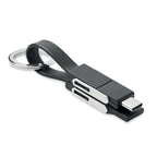 Branded 4 in 1 Metal Key Ring Charging Cable in Black