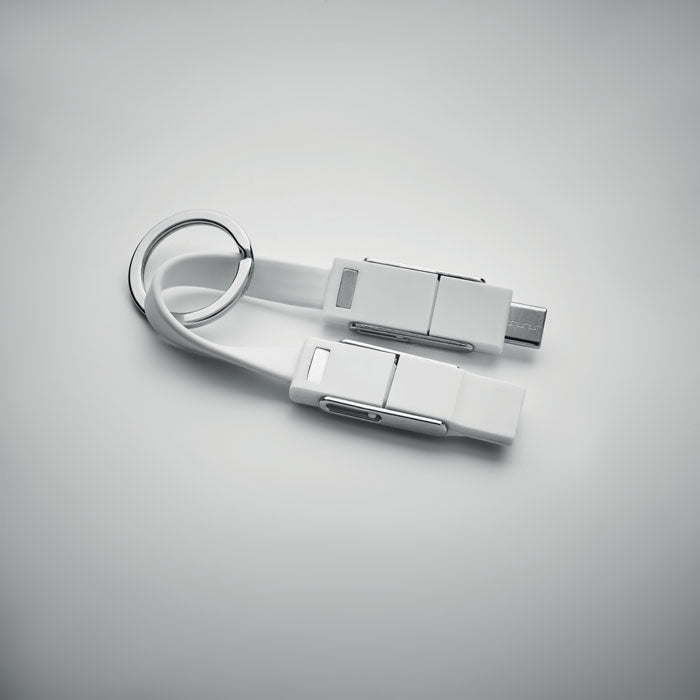 Branded 4 in 1 Metal Key Ring Charging Cable without branding
