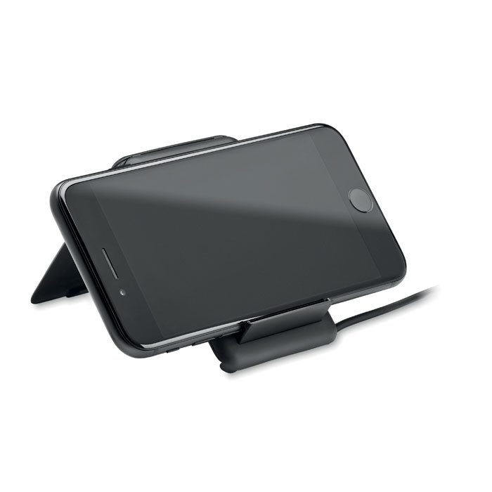 Branded Wireless Charger with Cable Storage and Phone Stand