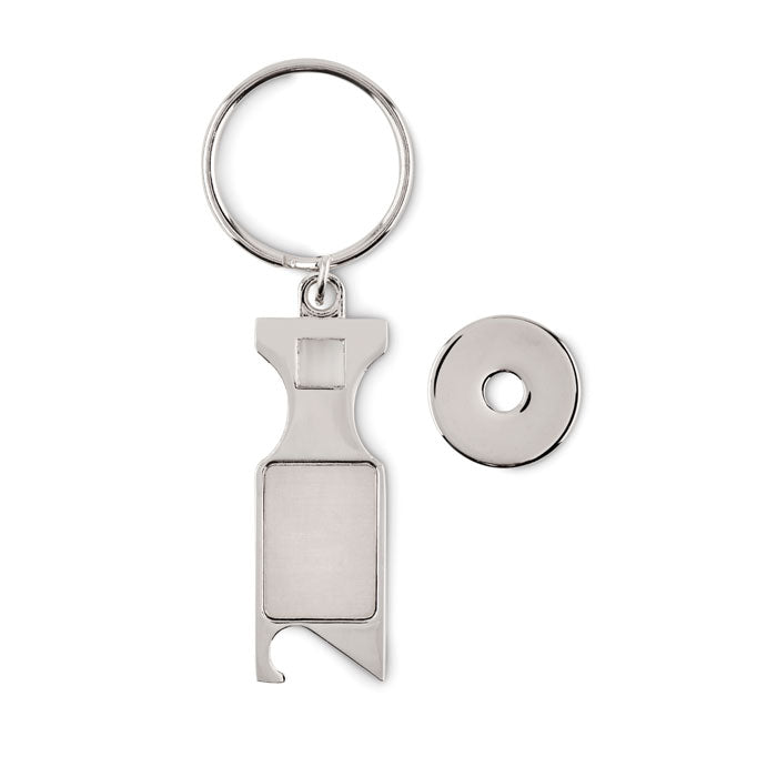 Branded Euro Token Key Ring with Bottle Opener without branding