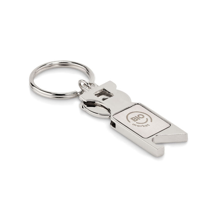 Branded Euro Token Key Ring with Bottle Opener
