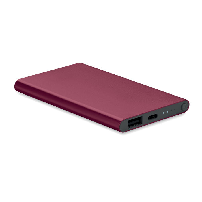 Branded Recycled Aluminium USB-C Power Bank 4000mAh in Red