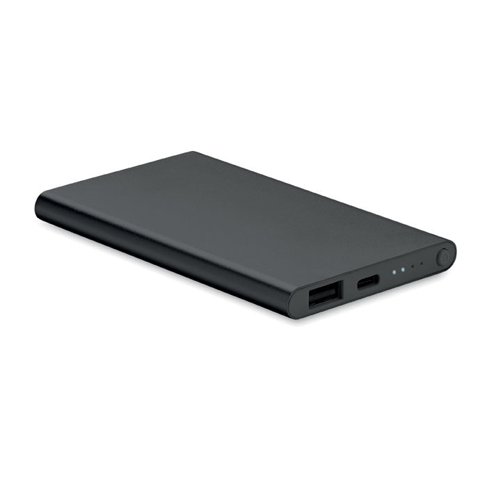 Branded Recycled Aluminium USB-C Power Bank 4000mAh in Black