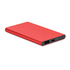 Branded Recycled Aluminium USB-C Power Bank 4000mAh in Red
