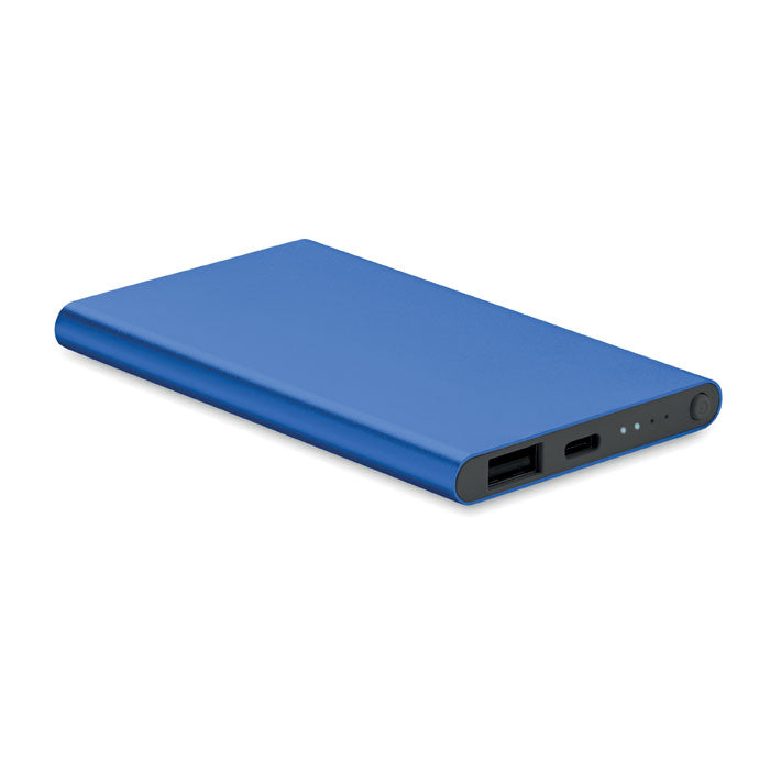 Branded Recycled Aluminium USB-C Power Bank 4000mAh in Blue
