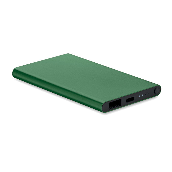 Branded Recycled Aluminium USB-C Power Bank 4000mAh in Green