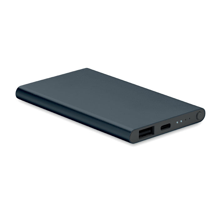 Branded Recycled Aluminium USB-C Power Bank 4000mAh in Blue