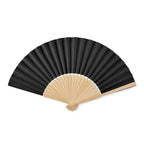Branded Bamboo Hand Fan with Paper Fabric in Black