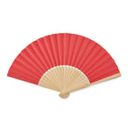 Branded Bamboo Hand Fan with Paper Fabric in Red