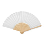 Branded Bamboo Hand Fan with Paper Fabric in White