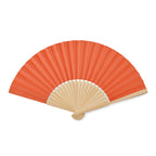 Branded Bamboo Hand Fan with Paper Fabric in Orange