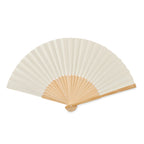 Branded Bamboo Hand Fan with Paper Fabric in Brown