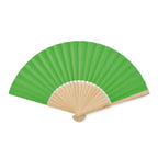 Branded Bamboo Hand Fan with Paper Fabric in Green
