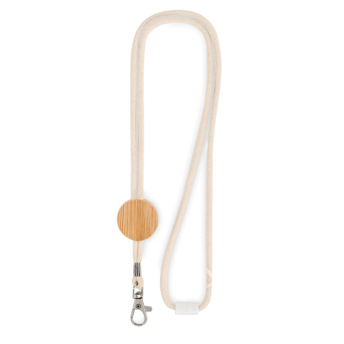 Branded Cotton Lanyard with Bamboo Detail without branding