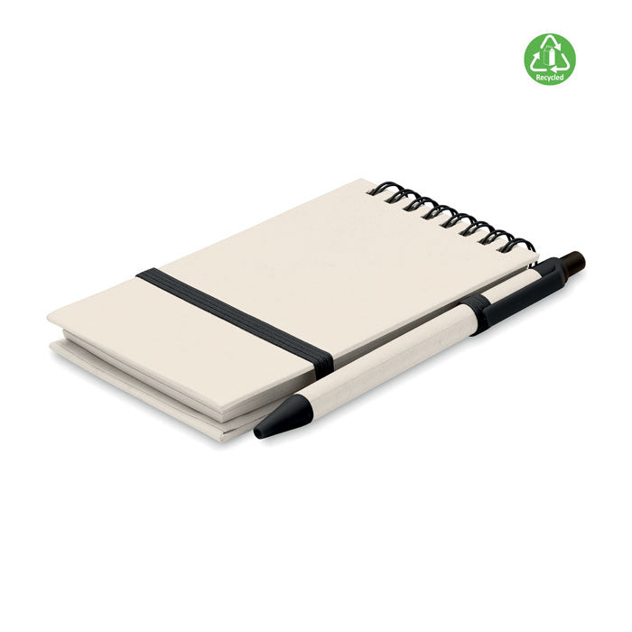 Branded A6 Recycled Milk Carton Notebook with Pen in Black