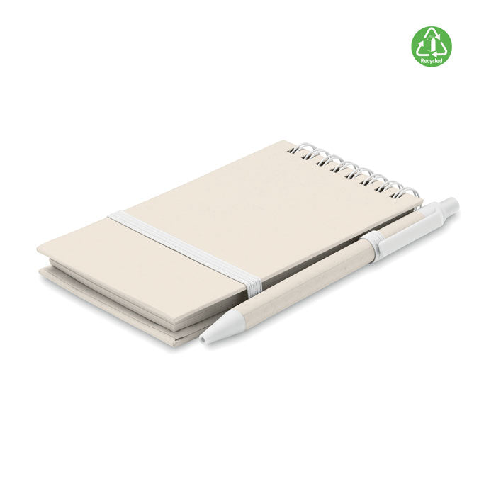 Branded A6 Recycled Milk Carton Notebook with Pen in White