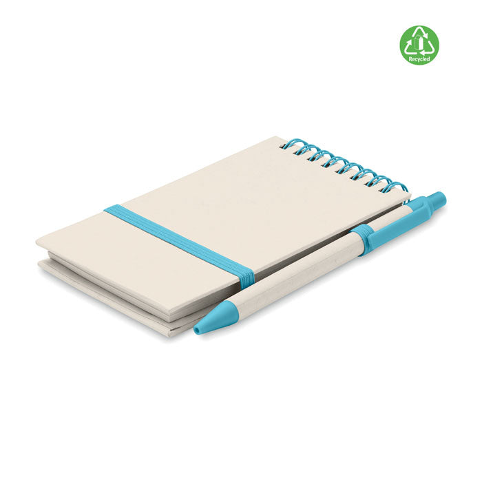 Branded A6 Recycled Milk Carton Notebook with Pen in Blue