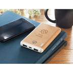 Branded Wireless Charger in Bamboo Casing in use