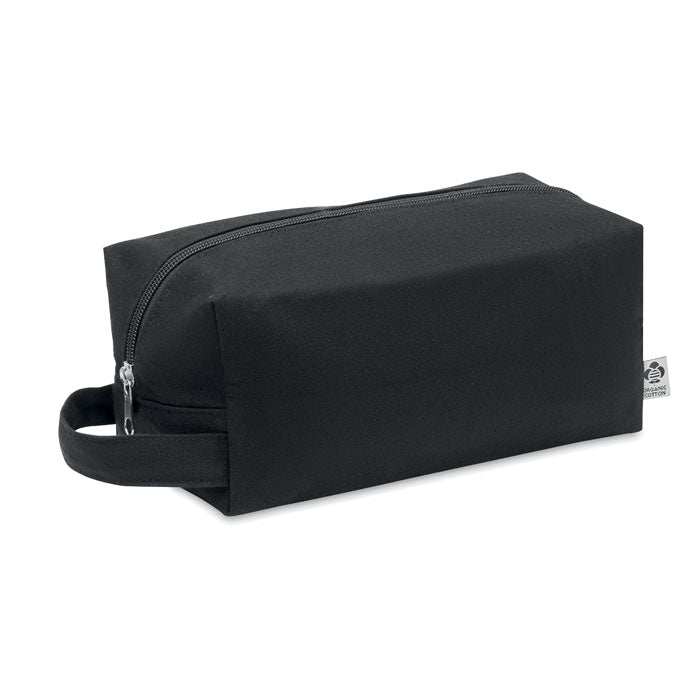 Branded Organic Canvas Cosmetic Bag 220gsm in Black