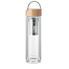 Branded double wall glass bottle with tea infuser