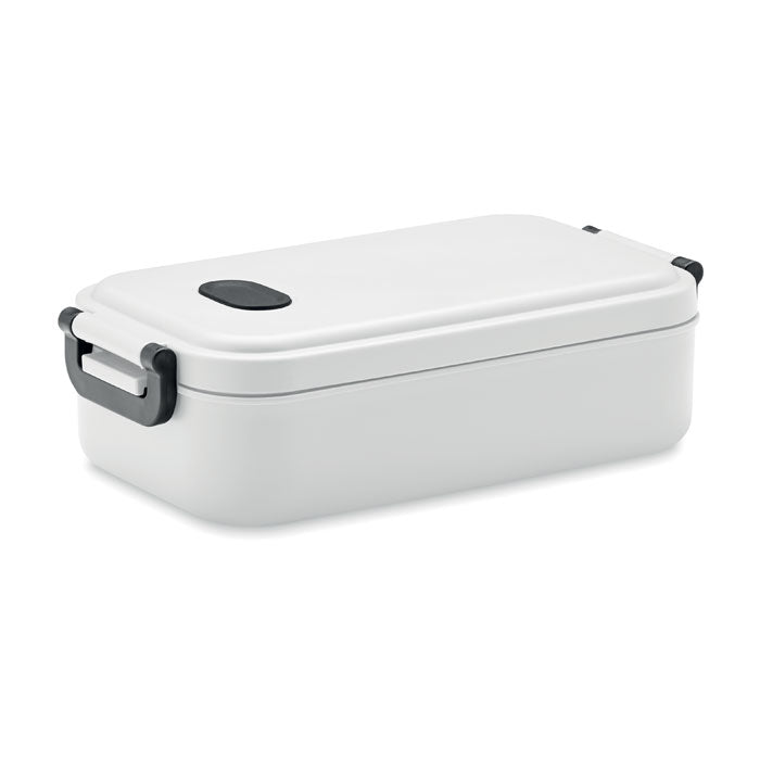Branded PP Lunch Box with Silicone Valve 800ml in White