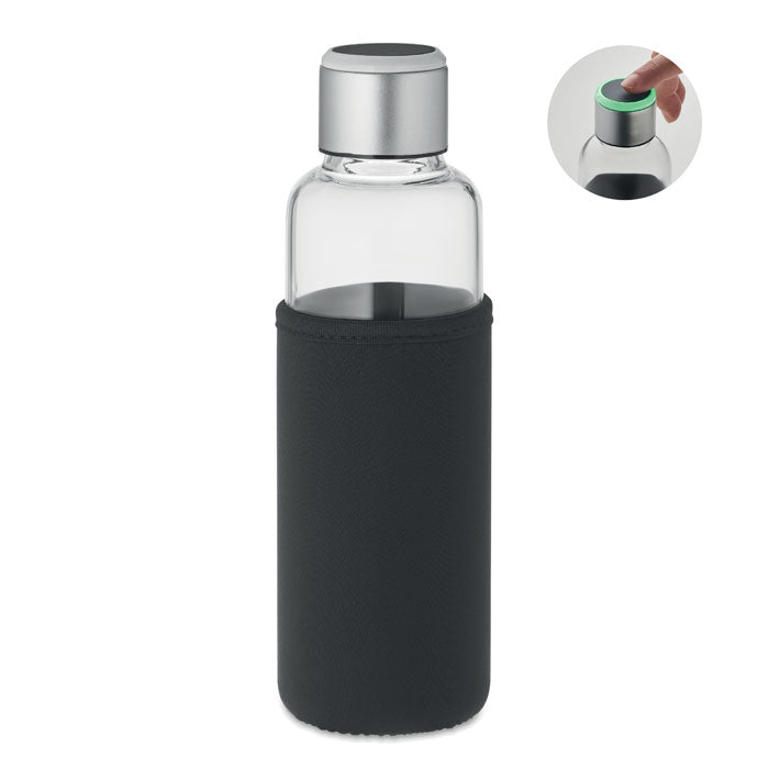 Branded glass bottle with hydration reminder
