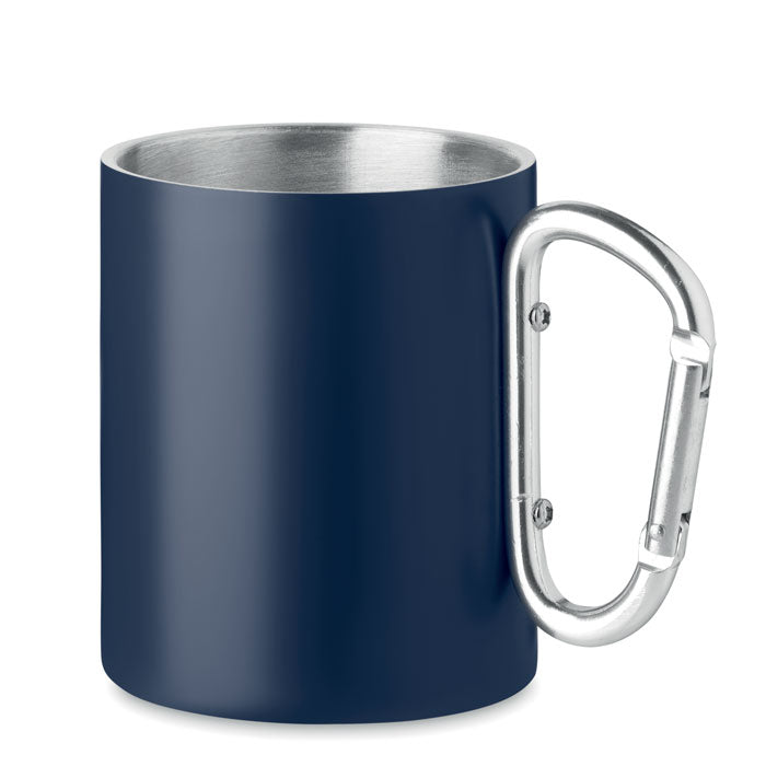 Branded double wall mug with carabiner handle, 300ml