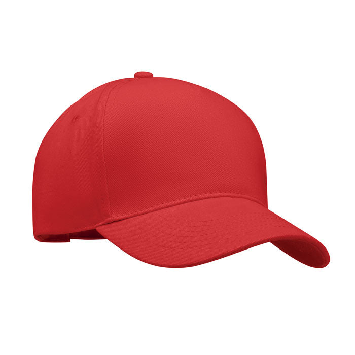 Branded 5 Panel Brushed Cotton Baseball Cap 260gsm in Red