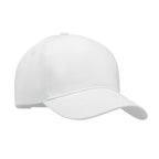 Branded 5 Panel Brushed Cotton Baseball Cap 260gsm in White