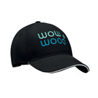 Branded 5 Panel Brushed Cotton Baseball Cap 260gsm in Black