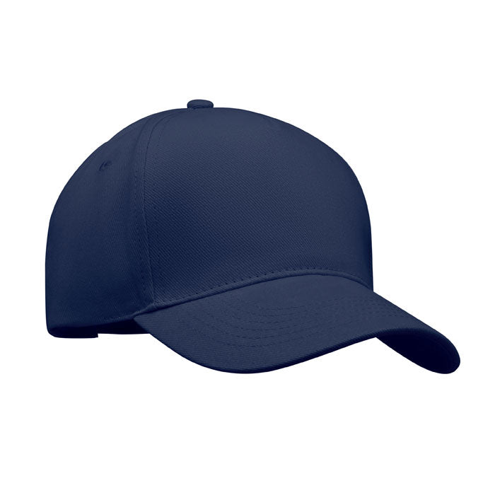 Branded 5 Panel Brushed Cotton Baseball Cap 260gsm in Blue