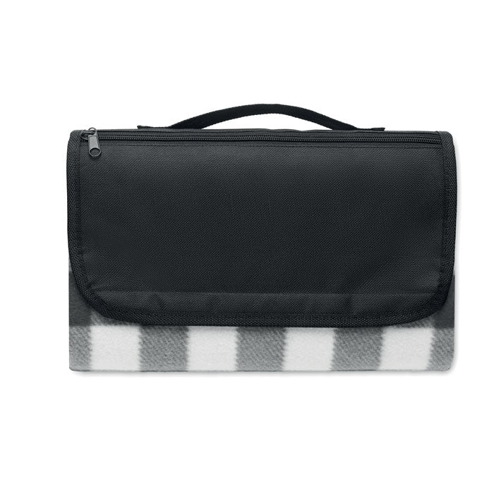 Branded RPET Fleece Picnic Blanket in Black