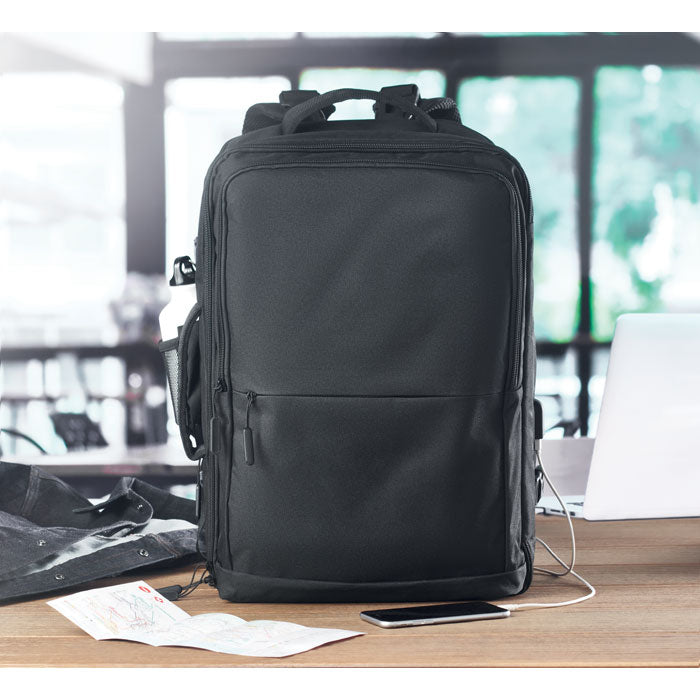 Branded Backpack 600D RPET in use