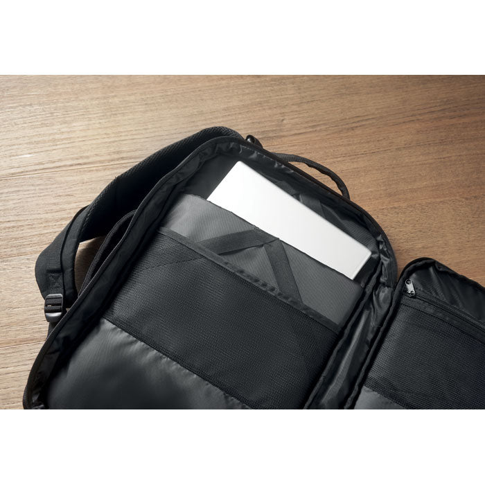 Branded Backpack 600D RPET in use