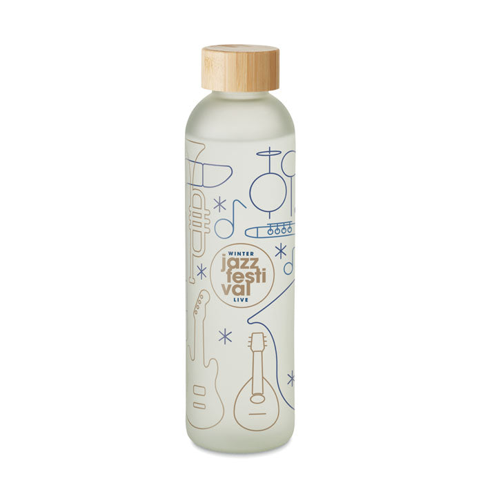 Branded Sublimation Glass Bottle with Bamboo Lid