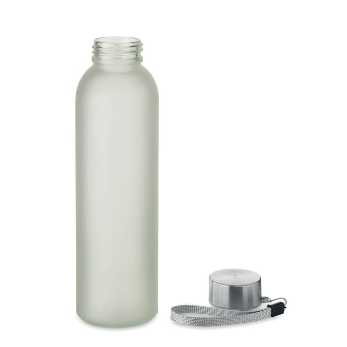 Branded Glass Bottle with Steel Lid and Strap without branding