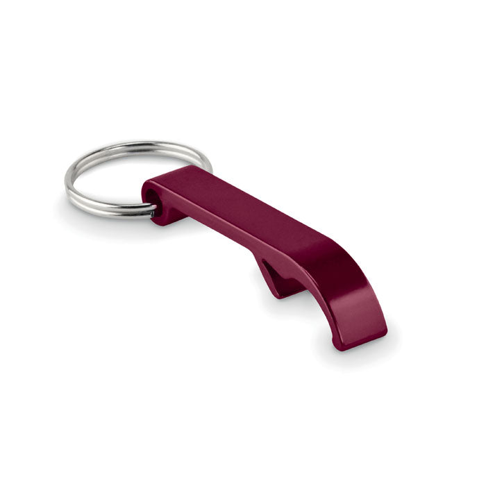 Branded Recycled Aluminium Bottle Opener Key Ring in Red