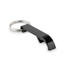 Branded Recycled Aluminium Bottle Opener Key Ring in Black