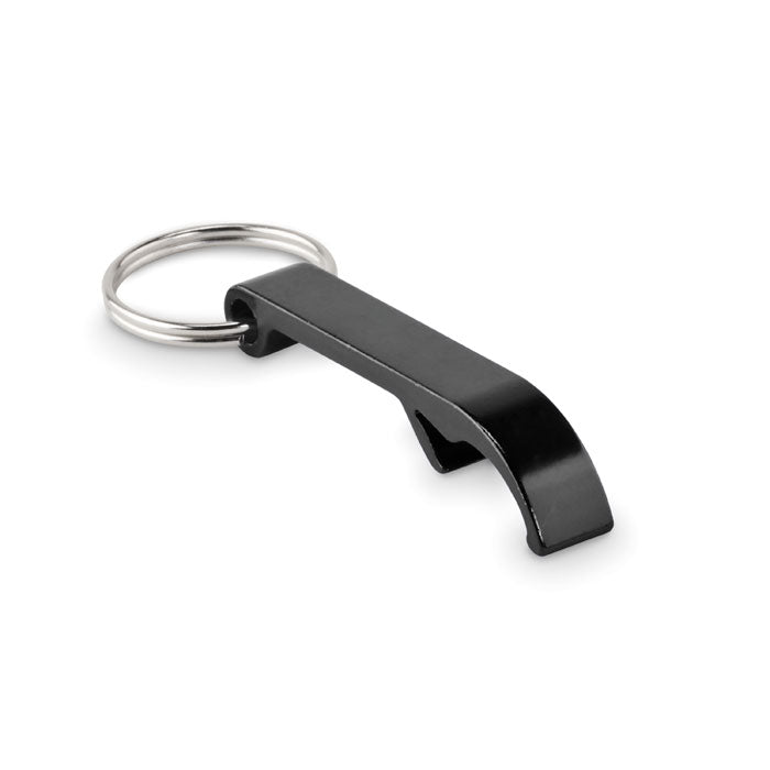 Branded Recycled Aluminium Bottle Opener Key Ring in Black