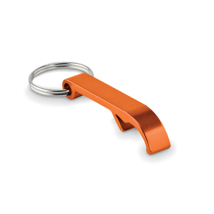 Branded Recycled Aluminium Bottle Opener Key Ring in Orange
