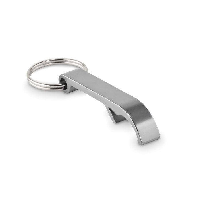 Branded Recycled Aluminium Bottle Opener Key Ring in Silver