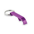 Branded Recycled Aluminium Bottle Opener Key Ring in Purple