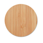Branded Round Bamboo Wireless Charger without branding