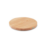 Branded Round Bamboo Wireless Charger without branding