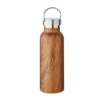 Branded vacuum bottle with wood-look lid