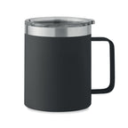 Branded Recycled Steel Mug with Sliding Lid in Black
