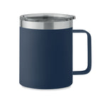 Branded recycled steel mug with sliding lid
