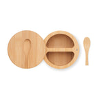 Branded Bamboo Salt and Pepper Box with Spoon without branding