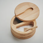 Branded Bamboo Salt and Pepper Box with Spoon without branding