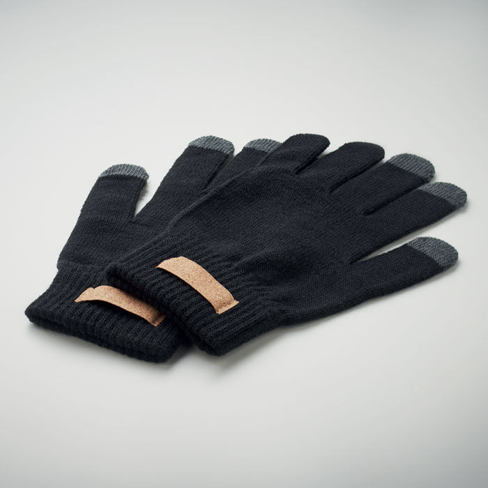Branded RPET Tactile Gloves with Cork Label without branding